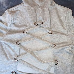 Tie up back cropped hoodie
